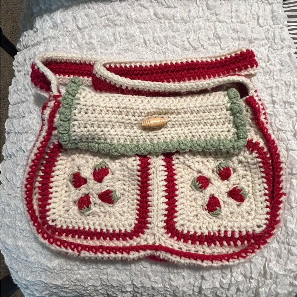 Crochet Handmade Strawberry Messenger Bag
